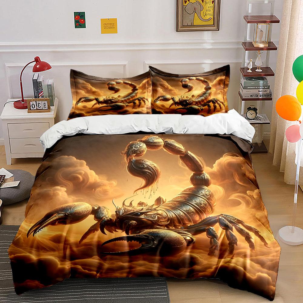 Golden Scorpion Decoration Set Multiple sizes kid's and adults' bedroom Exquisite 3PC bedding set gift