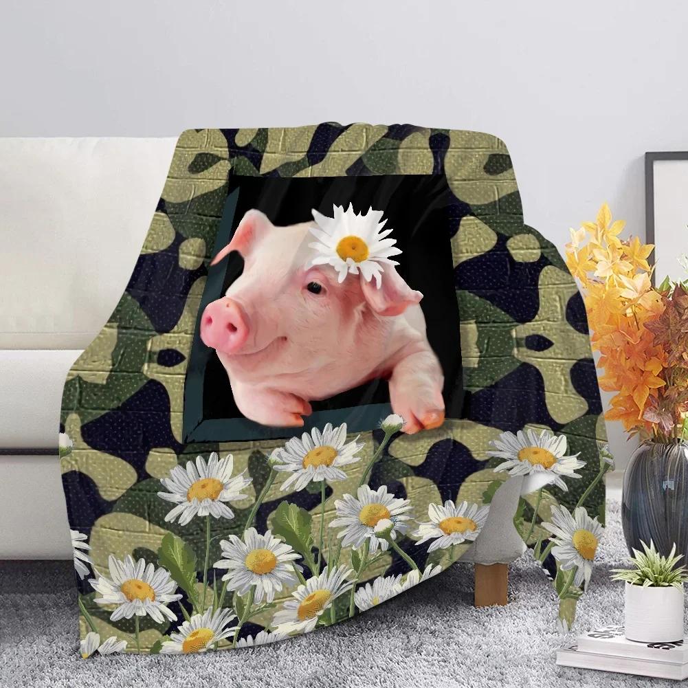 Cute Pig Pink Fleece Blanket Soft Warm Bedroom Throw Blanket On Bed Sofa Bedding Travel Sherpa Blankets for Adult Kids Quilt