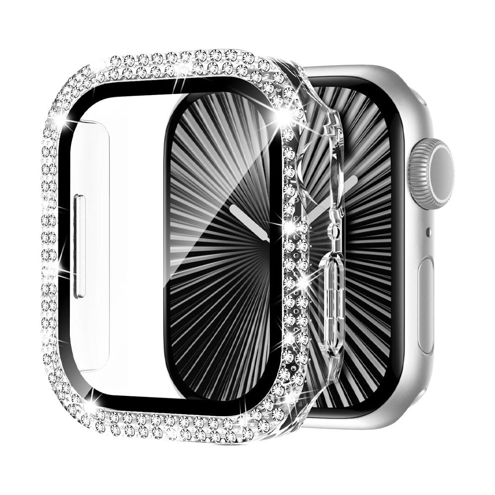 

Cover For Apple watch Case 10 46mm 42mm 45mm 44mm 40 41mm Diamond Bumper Tempered Glass Screen Protector Series 9 7 SE 6 8 5 4 3 40mm Series 654 SE