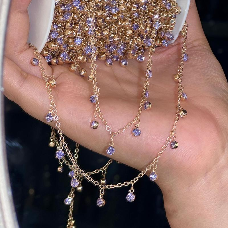 Catena Strass 10m Nappa Strass Bianco Blu Viola Rosa Rosso Catena Metallica Accessori Fai da Te Decorazione Abiti Borse Creazione Gioielli