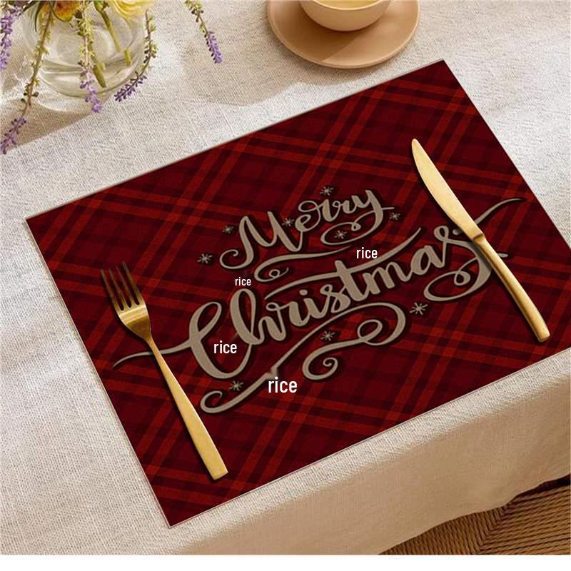 Jolly Christmas Linen Placemats - Stain-Proof, Heat-Resistant Holiday Table Decor