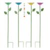 2/4Pcs Bee Watering Station Flower Shape Standing with Glass Marble Butterfly Bath Bee Feeder Bowl for Garden Yard Decor Stake