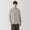 MUJI Milan Rib Size AB1NFA4A Men's Double-Knit V-Neck Cardigan, Gray, S,