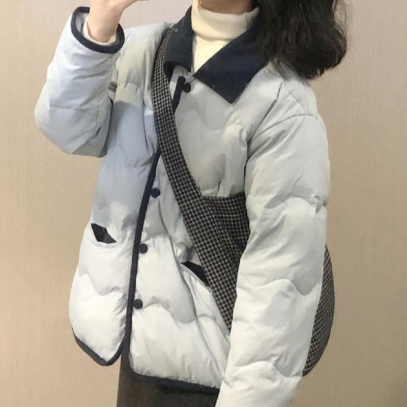 New Winter Blue Cotton Jacket Women's Fragrance Super Nice Thin Cotton-padded Jacket Cotton-padded Jacket