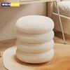 Banqueta Doméstica Cremosa Assento de Maquiagem para Meninas Cadeira de Toucador para Quarto Puff Macio de Lã de Cordeiro Puf Redondo Minimalista para Manicure