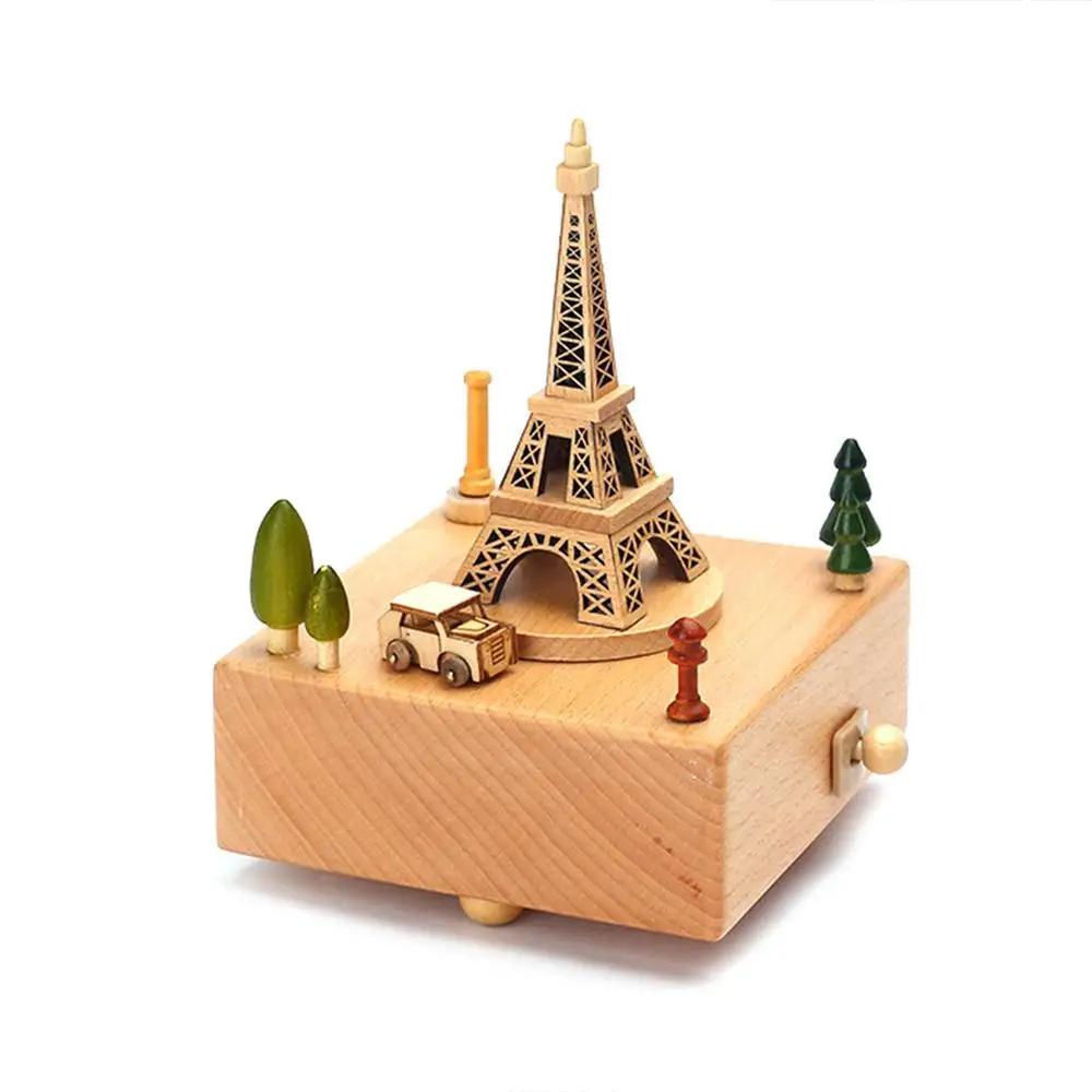 Carousel Music Box Wooden Christmas Ornament Rotary Train Musical Box Home Decoration Accessories For Birthday Gifts Valentine'