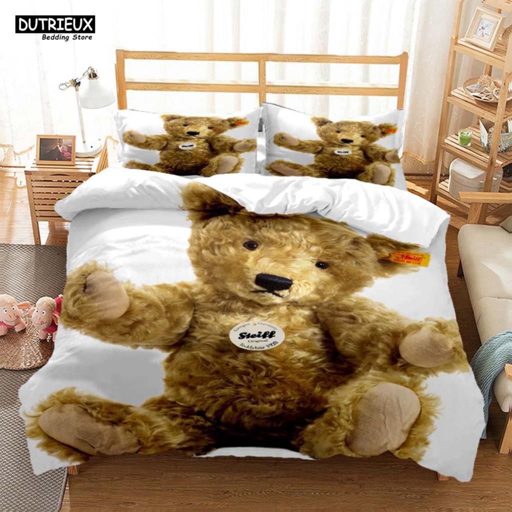Cute Little Bear Printed Polyester Soft And Comfortable  Comforter Bedding Sets For Children  Complete Size Customizable
