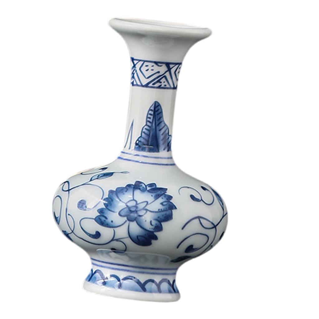 Antique Chinese Blue And White Porcelain Miniature Vases Flower Holder For Hydroponic Plant Shelf Display Container