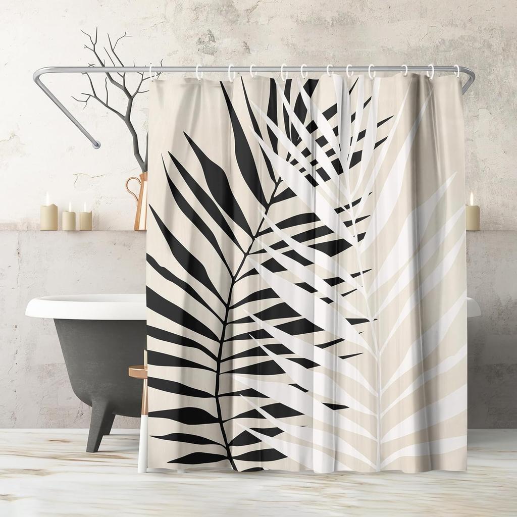 Beach Shower Curtain - Water-Resistant Long Shower Curtain with Coastal Landscape Design - Durable Metal Grommets and 12 Hooks