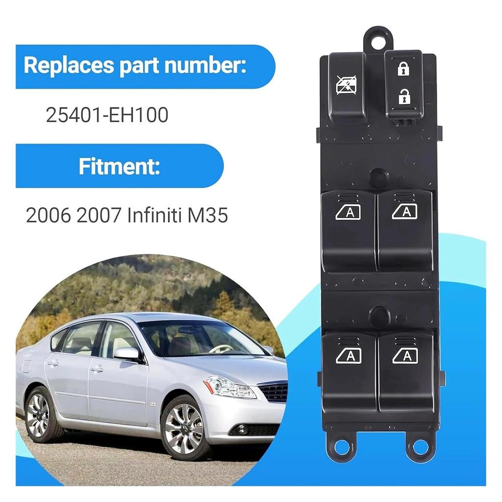 25401-EH100 Driver Side Electric Power Window Master Control Switch Button Compatible for Infiniti M25 M35 M45 2006 2007 2008 2009-2013