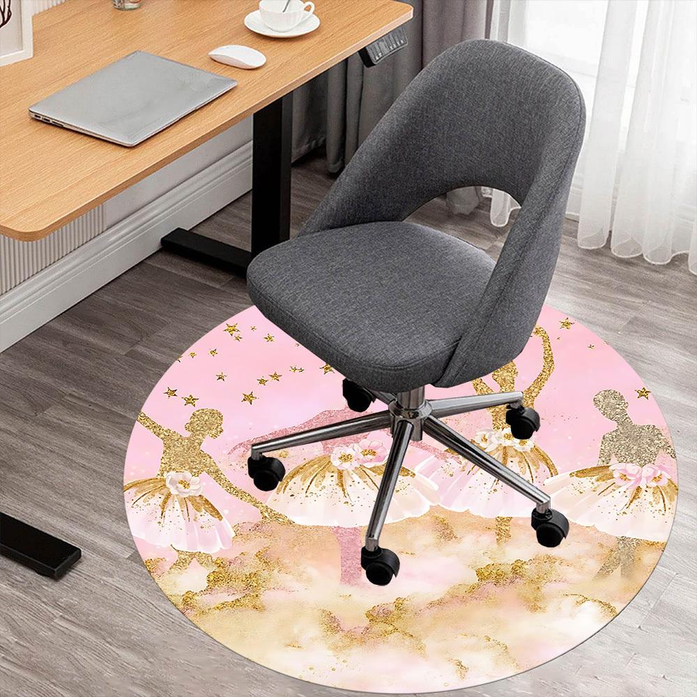 1pc Ballerina Ballet Round Chair mat Area Rug - Non-Slip, Floor Mat for Office, Bedroom, and Indoor Decor c1125616