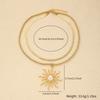 Women Two Layer Pearl Sunflower Pendant Necklace