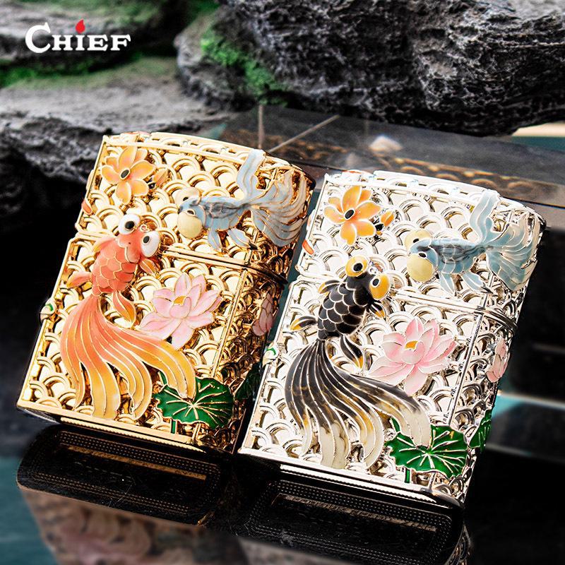 Chief Heavy Armor Luminous Windproof Kerosene Lighter - Enamel Craft, Creative Gift for Men