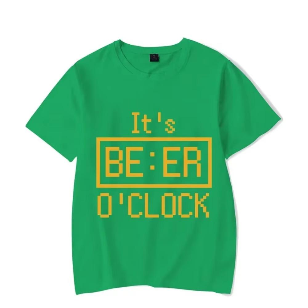 Trendy Streetwear T Shirts Men Summer Short Sleeve Basic Tees Harajuku Vintage T Shirt Its Beer Clock Graphic Tops Men Clothing