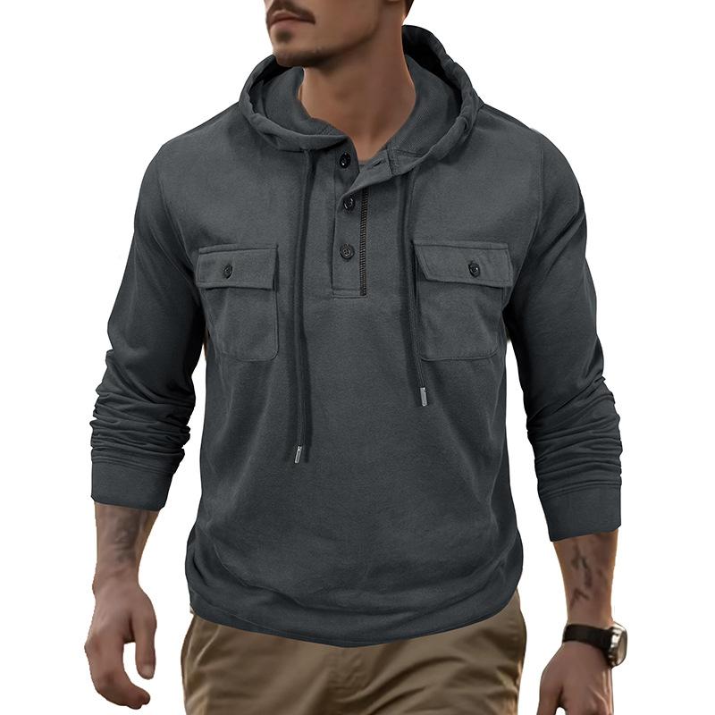 

Men s Zip-Up Hooded Sweatshirt with Button Front Pockets, Mid Gray Pullover Hoodie, Ribbed Cuffs and Hem XXXL темно-серого