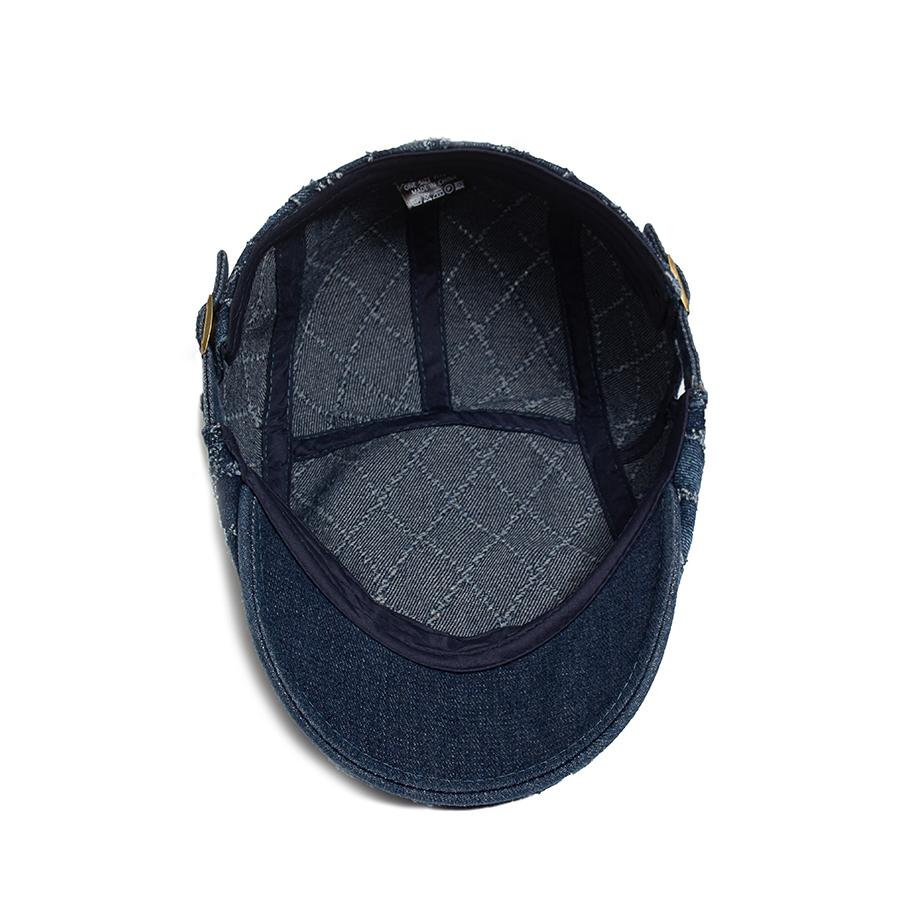 Denim Plaid Vintage Men Berets Washed Cotton Women's Beret Retro Casual Solid Color Flat Cap Summer Sun Visor Cap Adjustable