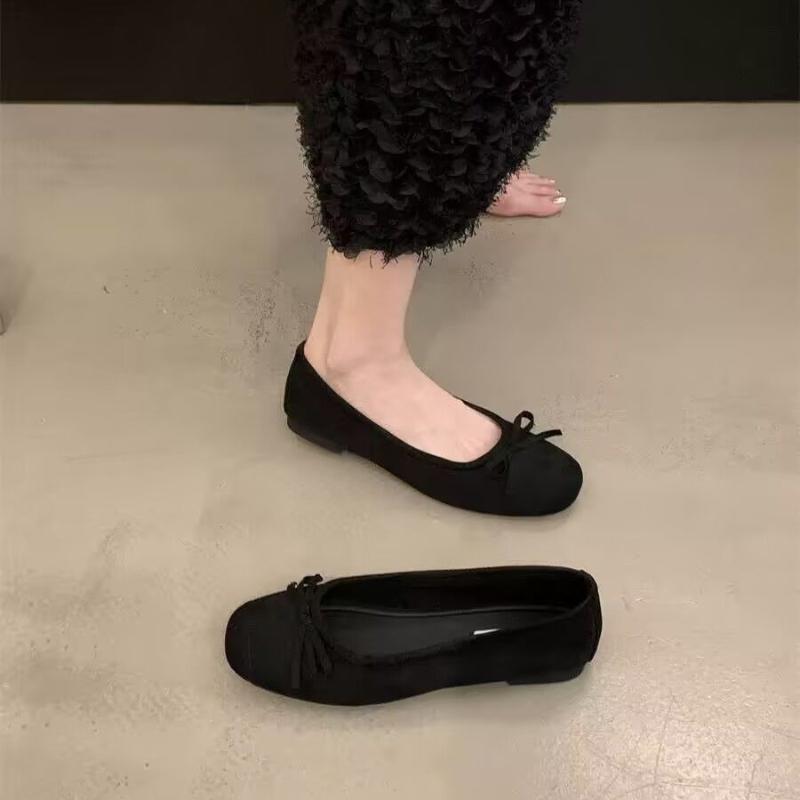 Mary Jane Shoes for Women Slip-on Round Toe with Bow Red Woman Flats 2025 Summer Young Casual Elegant Dress Quick Delivery Chic