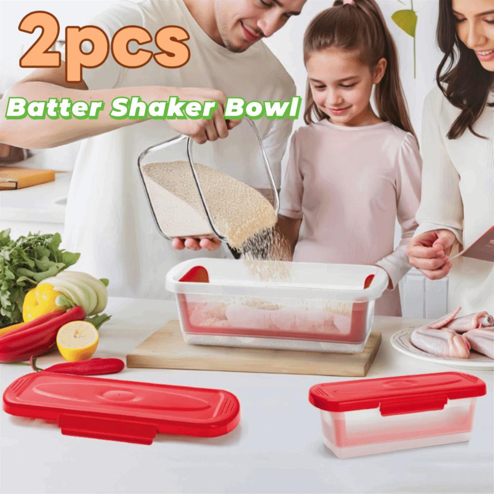 2 Piece Rectangular Fried Fish Batter Bowl Leak-proof with Sieve Tray Fish Breader Batter Bowl Plastic Large Capacity