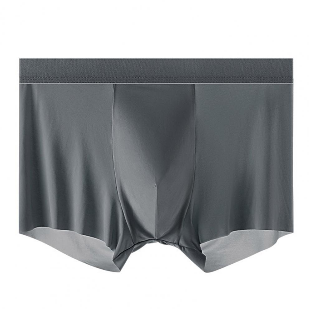 Heren Ice Silk Boxer Briefs Mid-rise Brede Tailleband Ultra Dunne Ice Silk Shorts Ondergoed Effen Kleur U-convex Slipjes XXXL gray