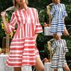 Women's Clothing Popular European Summer Striped Loose Five-quarter Sleeve Dress
