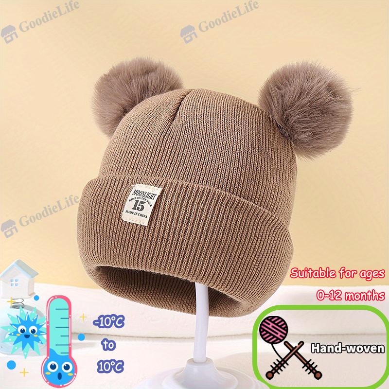 Winter Baby Hat 0-12 Months Newborn Double Layer Warm Infant Cap for Boys Girls Autumn Winter