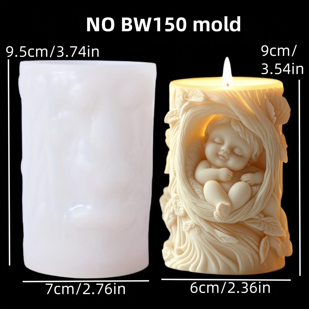 3D Uroczy Chłopiec w Kołysce Cylindrowa Świeca Forma Silikonowa Aniołek Chłopiec Dziewczynka Śpiący w Kołysce Forma na Świecę Anioł Żywica Gips Formy