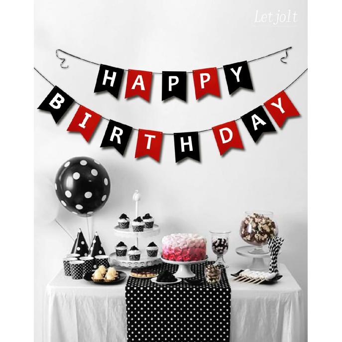 Happy Birthday Banner Birthday Signs Decoration Black Red Racing Theme Party Supplies Garland Decorations Nursery Hanging Decor 13pcs