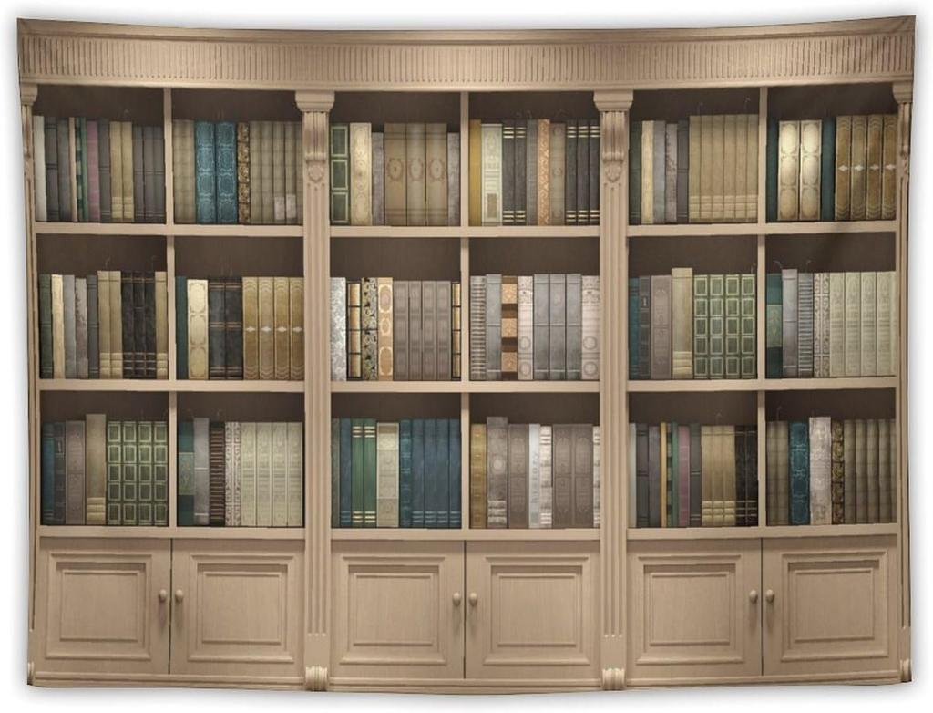 Retro Bookshelf Tapestry Vintage Library Wall Hanging Tapestries,Old Books On Shelf Classical Study Room Student Study College