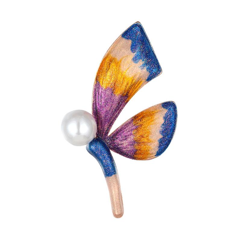 Brosche Großer Schmetterling aus Emaille im koreanischen Stil, Femininer Anti-Blend-Anstecker, Personalisierte Perlenbrosche, Anzugaccessoire