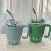 480ml Stainless Steel Portable Coffee Cups with Straw and Lid Portable Office Home Water Bottles Thermos Mug Drinkware Tea Cup