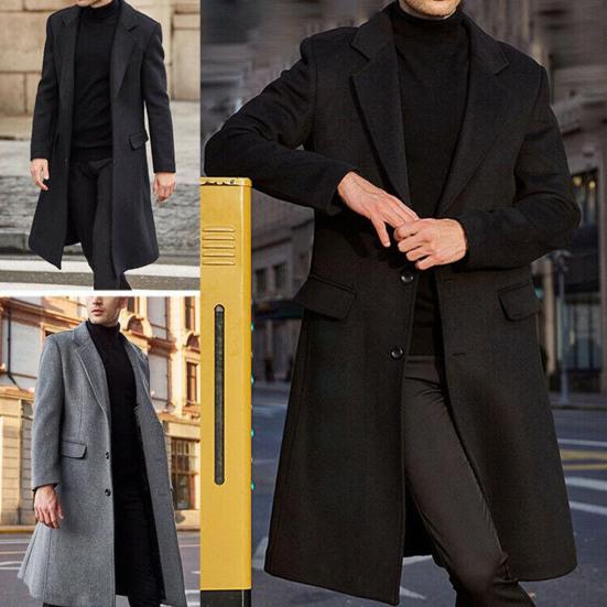Men Coat Solid Color Turn-down Collar Cardigan Leisure Winter Jacket for Daily Wear