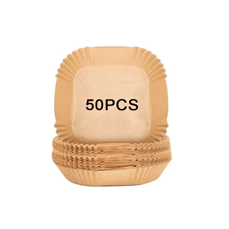 100/50Pcs Air Fryer Baking Paper Liner Oil-proof Disposable Parchment Paper Tray Non-Stick Mat AirFryer Accessories Round