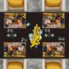 4-Pack Hand Washable Polyester Place Mats | Woven Farmyard Style Table Mats with Rooster & Hen Design | 18X12 Inches Rectangle Floral Pattern Mats