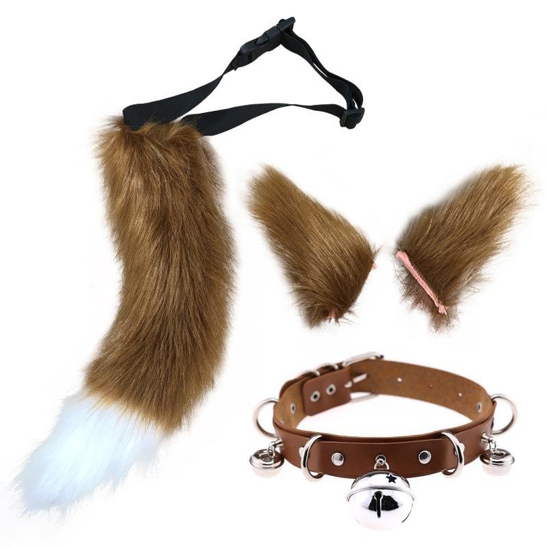 Simulated Plush Animal Ear Halloween Set Animal Tail Jewelry Cos Fox Ear Hair Clip Diffuse Exhibition Props Accessories