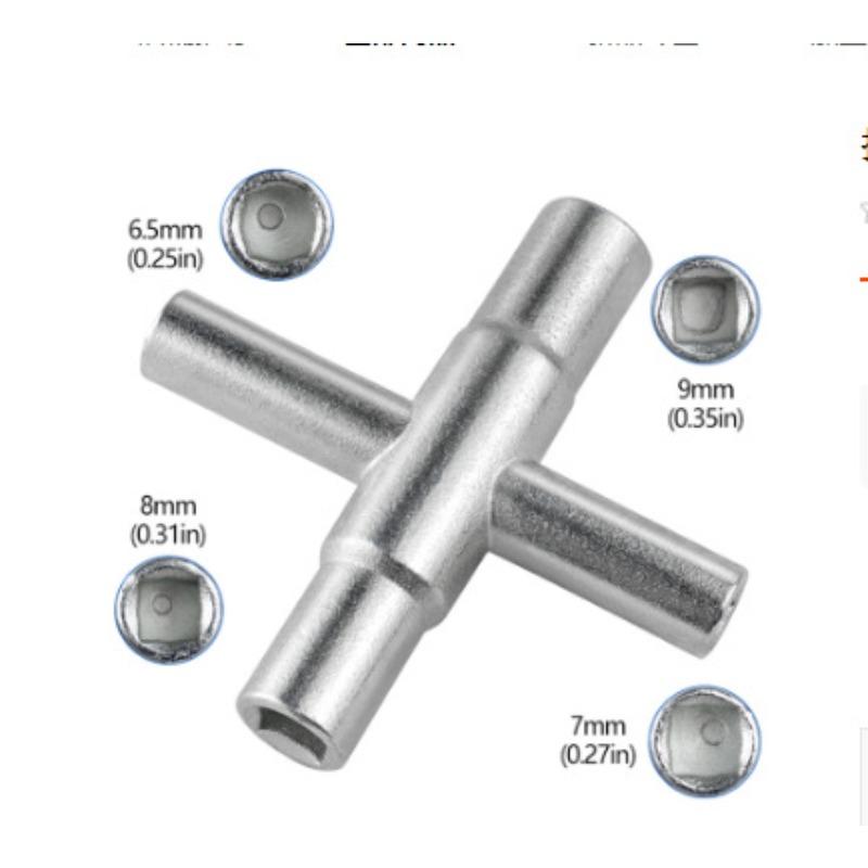 Water Tap Wrench Stainless Steel Multifunctional Cross Valve Four Way Adjustment Maintenance Repair Tool