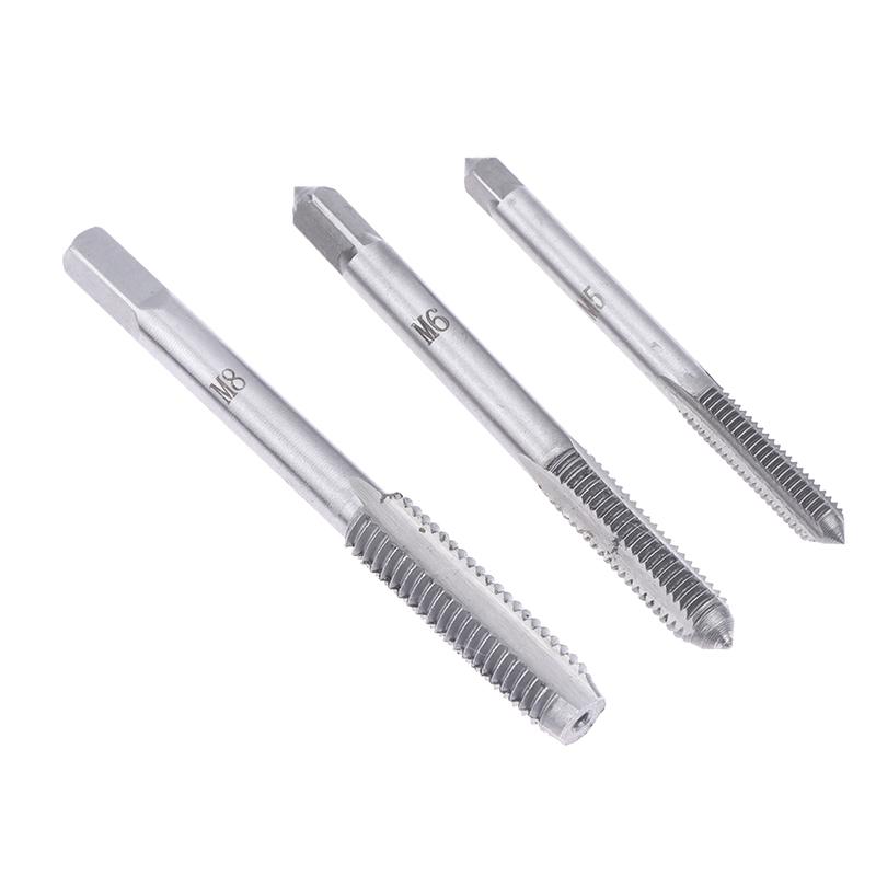 (YY) 5Pcs/Pack 2025 New Bearing Steel Taper Hand Spiral Point Straight Fluted Screw Thread Hand Tap Drill M3/M4/M5/M6/M8