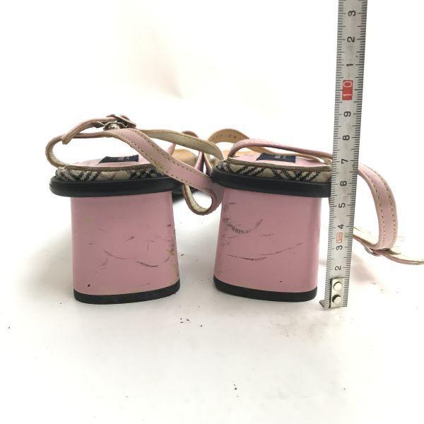BURBERRY LONDON Leather Heel Sandals [24.5E/Pink] Open Toe Pumps(USED)
