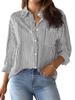 Herbst Streifenmuster Strickjacke Top - Damen Lässiges Langarm Modehemd