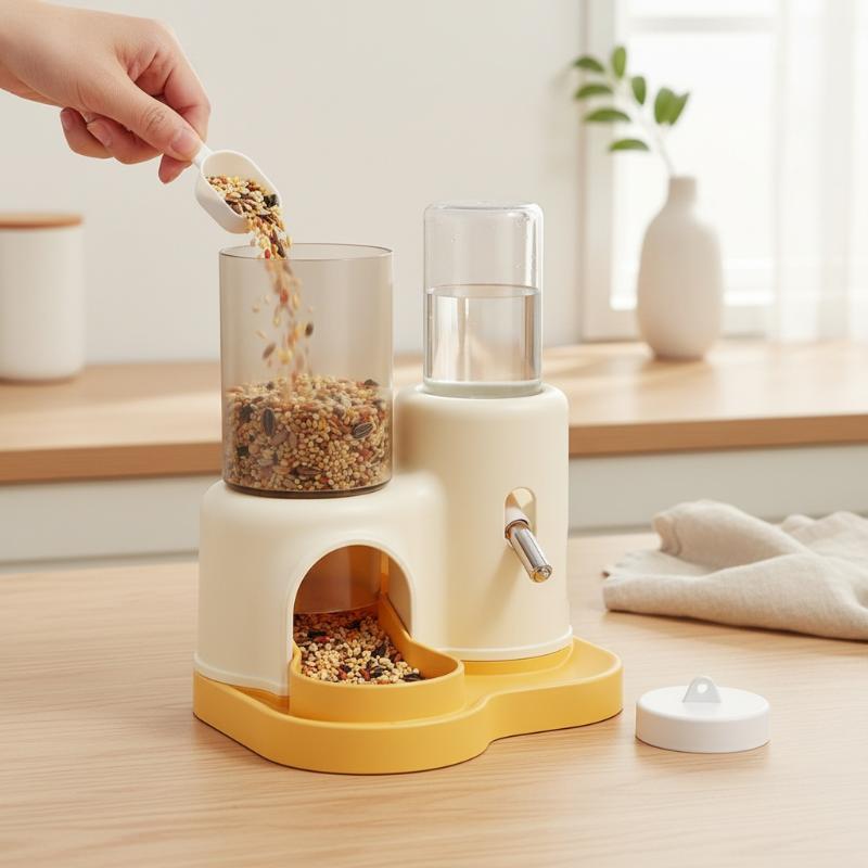 2 In 1 Hamster Automatic Feeder Water Dispenser Set Practical Dual Purpose Design for Small Animal Feeding Habitats Supplies