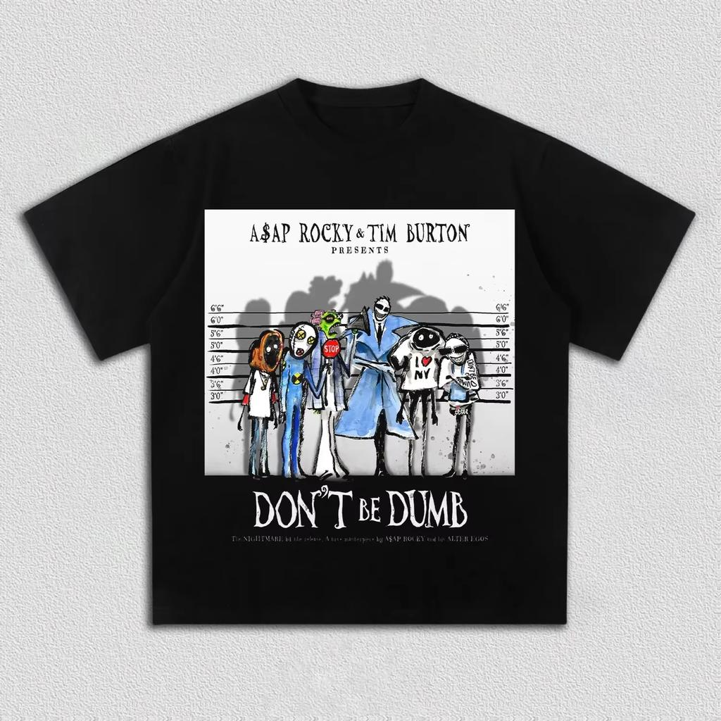 Asap Rocky Dont Be Dumb Koszulki Graficzne z Albumu Unisex Unisex Duże Rozmiary Casualowe z Krótkim Rękawem z Okrągłym Dekoltem Unisex Moda Uliczna