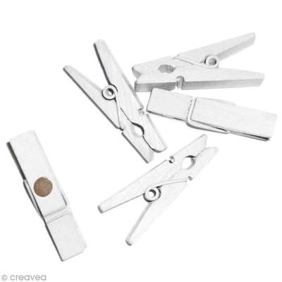 Magnetisk klädnypa - GRAINE CRÉATIVE - Vit - 8 stycken - 3,5 cm - Trä