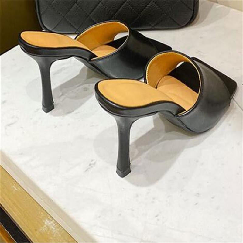 Fashion New Square Toe High Heels Sandals Women Fashion Open Toe Slipper Women's Sandals Summer Designer Mules Shoes Women