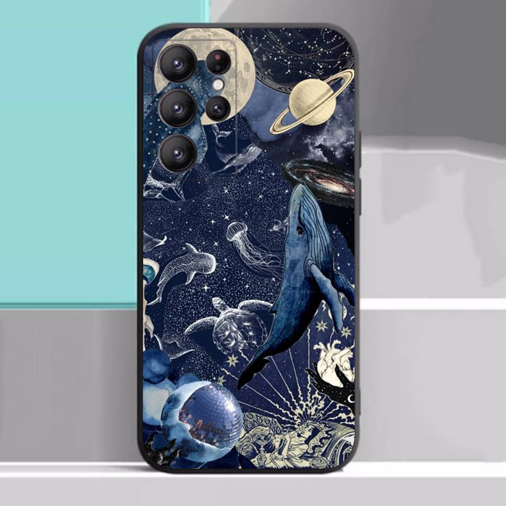 Space Ocean Whale Case For Samsung Galaxy Case S25 S23 S22 S21 S30 S20 S10 Ultra Plus FE TPU Soft Cover
