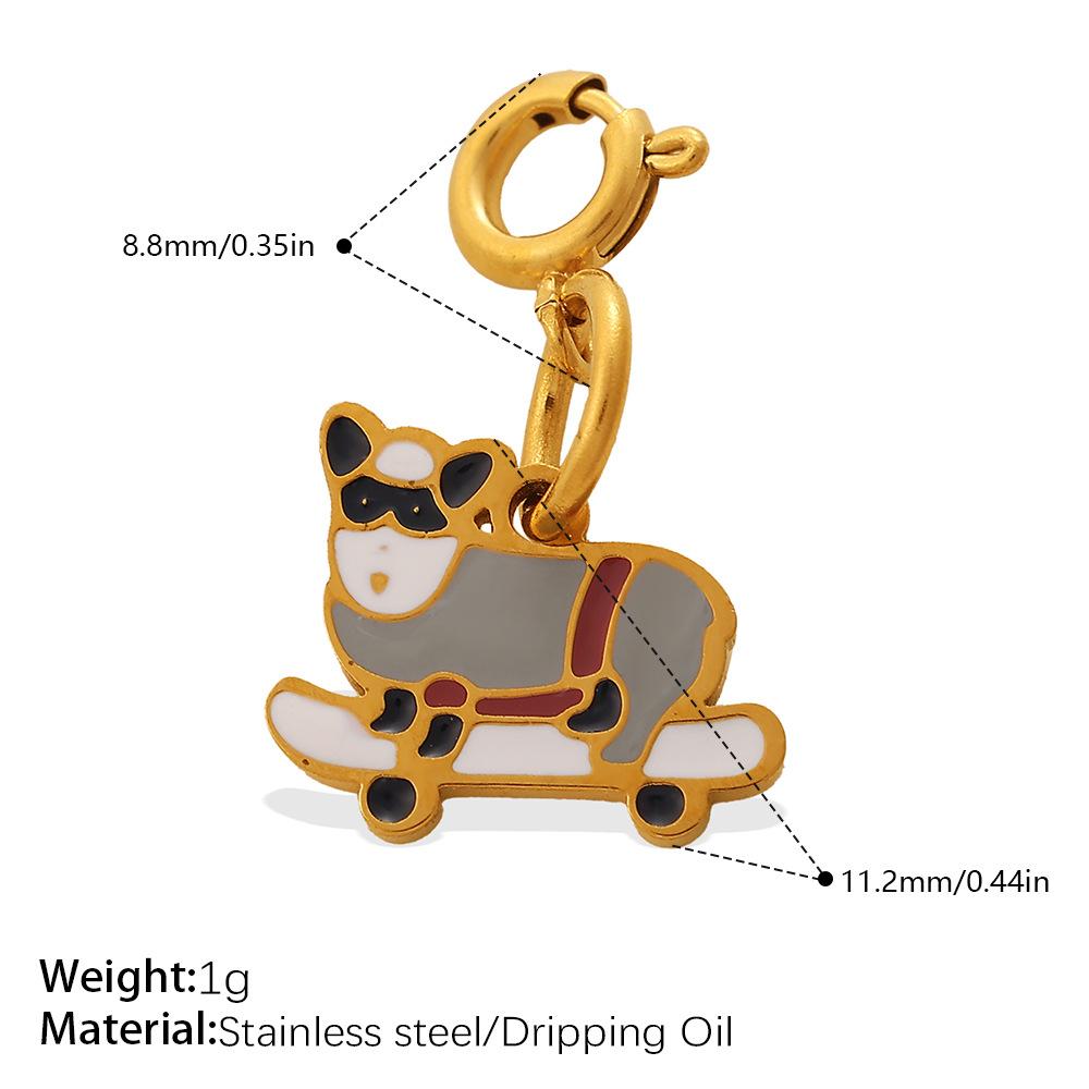 

Cute Cartoon Dog Animal Series Jewelry Clasp Pendant, 18K Gold Plated Stainless Steel Detachable Charm 8