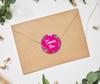 Darling Souvenir Round 45 Pcs Elegent Floral & Border Fuchsia Pink Thank You Stickers-1.6