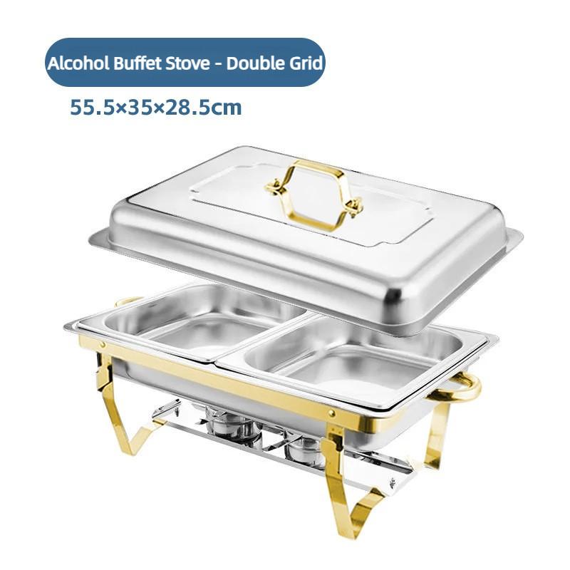 Hotel Restaurant Dining Stove Thickened Stainless Steel Buffet Stove Alcohol Heating And Insulation Grid Buffy Stove