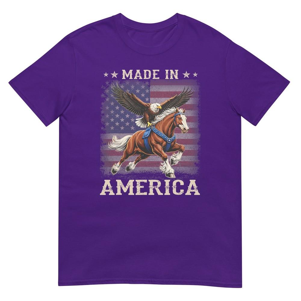 Made In America Western Horse Eagle Usa Flag Tshirt