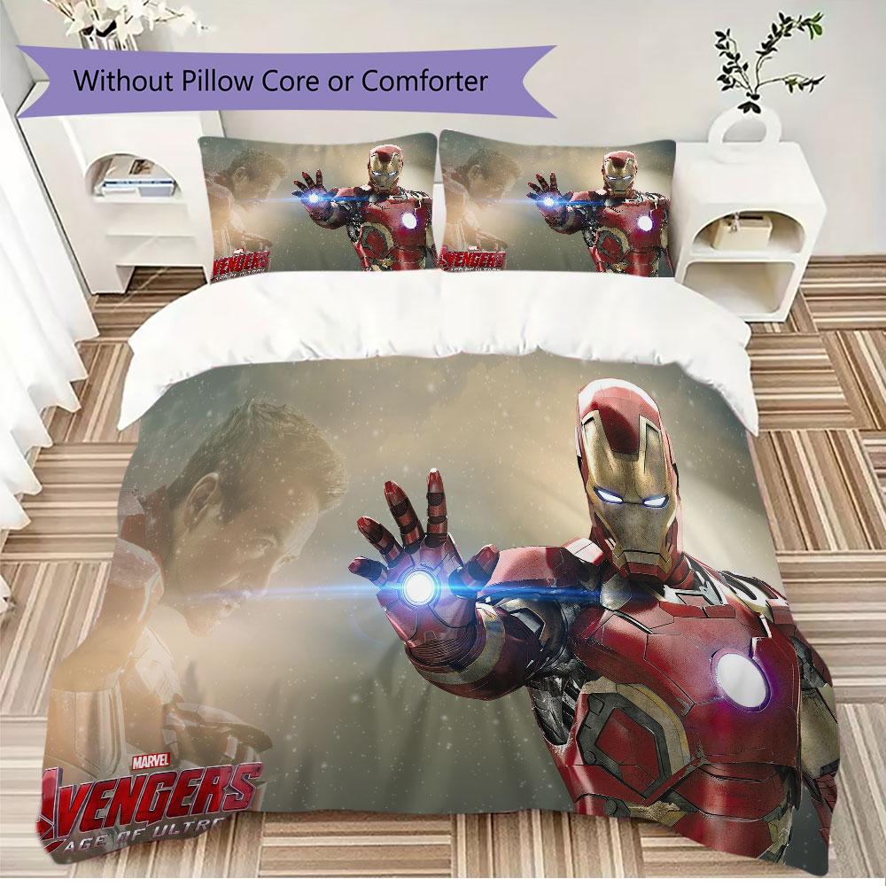 Avengers Iron Man Printed Bedding Set 3Pcs Duvet Cover Set For Kids Bedroom No Sheet No Quilt Core