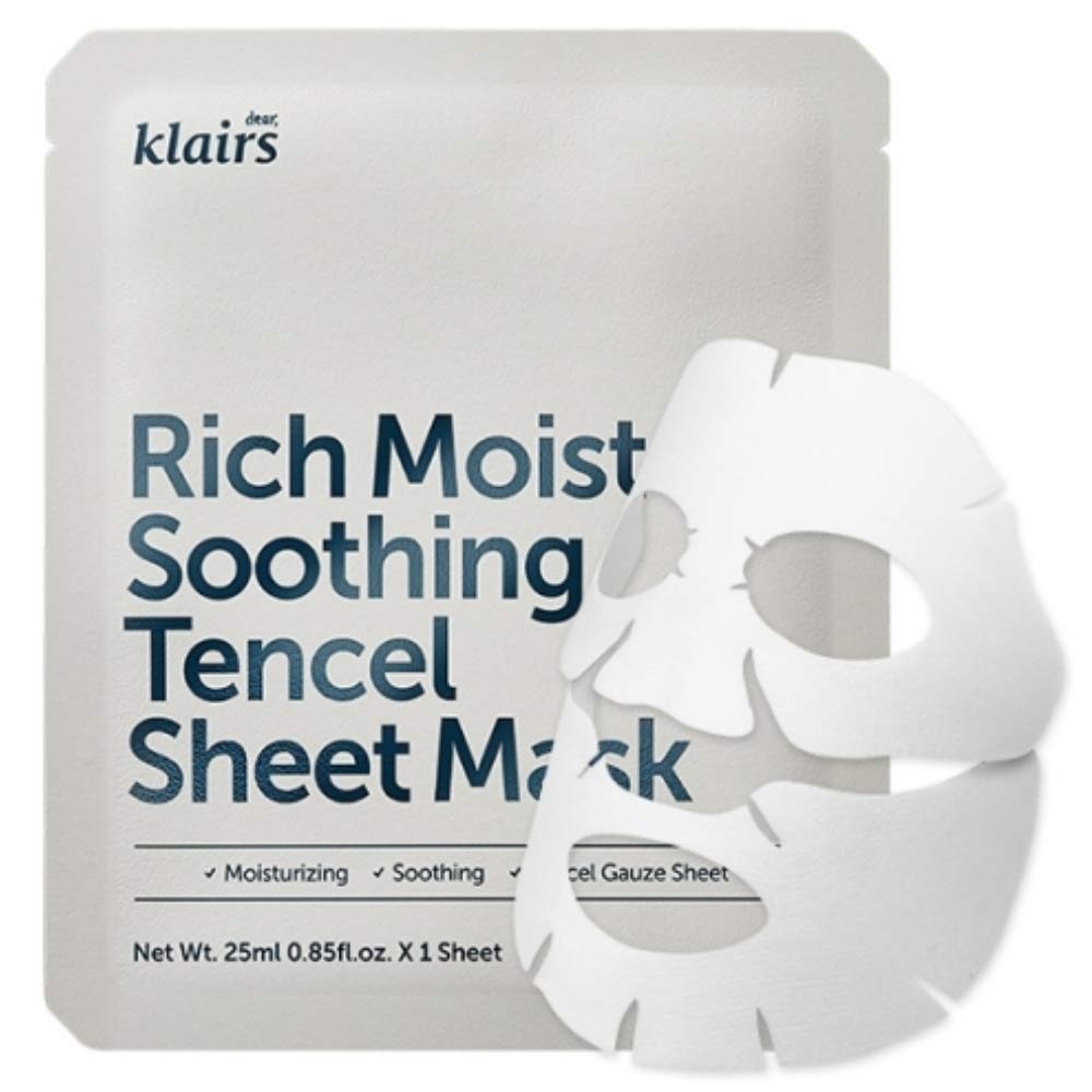 DearKlairs Rich Moist Soothing Tencel Sheet Mask (25ml) (1 Sheet Mask) | Hydrating, Soothing & Moisturizing Korean Face Mask | Skin Barrier Repairi