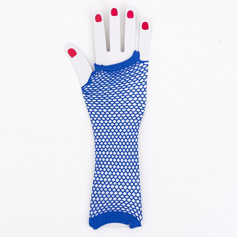 

Halloween Mesh Nightclub Half Finger Women s Bar Gloves Blue One size